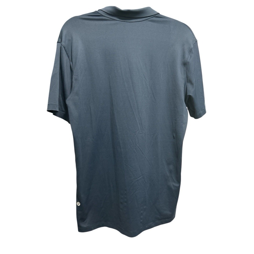 Lululemon Polo Shirt Men's L Blue Short Sleeve Collared Active Logo‎